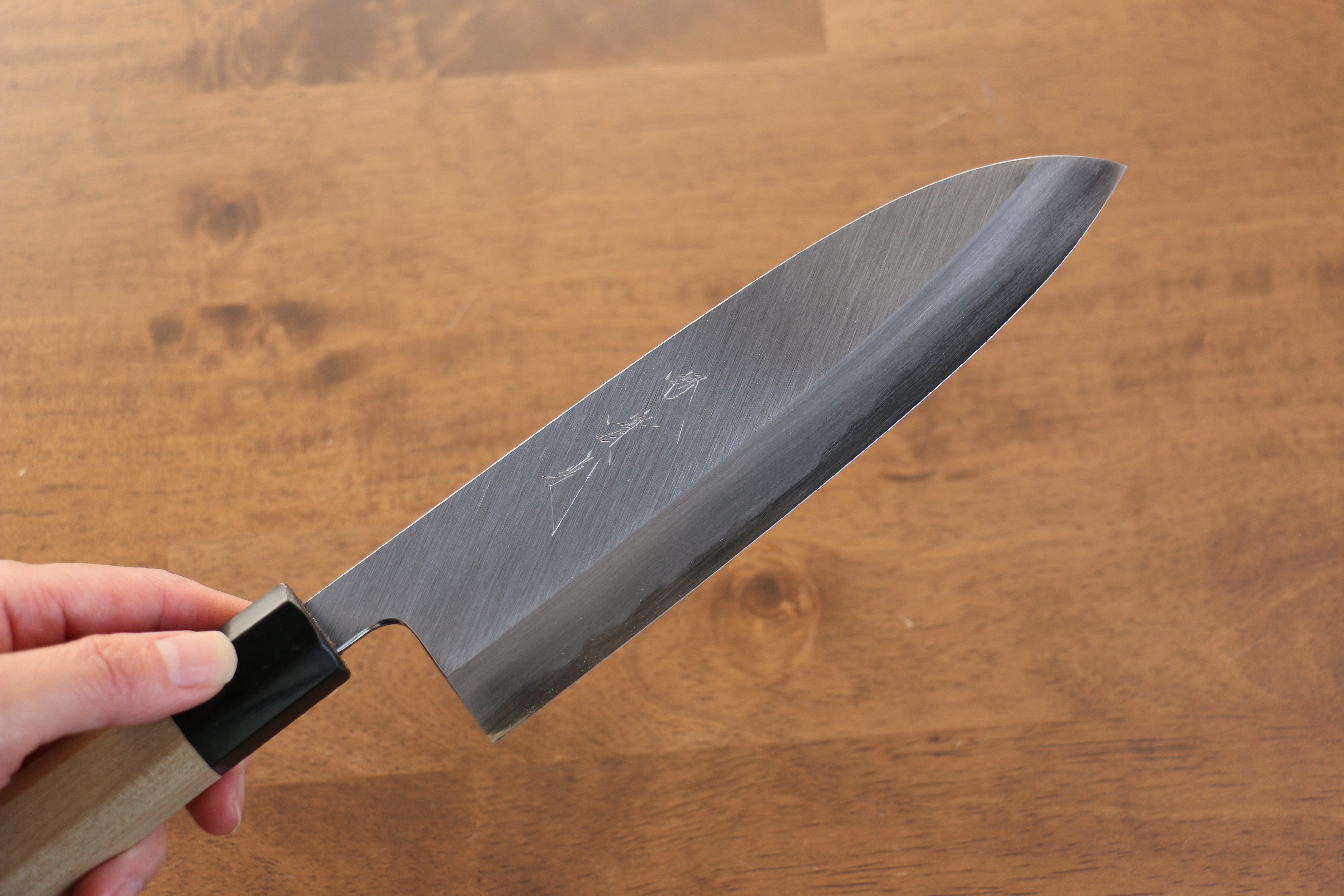 Jikko Arata White Steel No.2 Santoku 180mm Magnolia Handle - Japanny - Best Japanese Knife