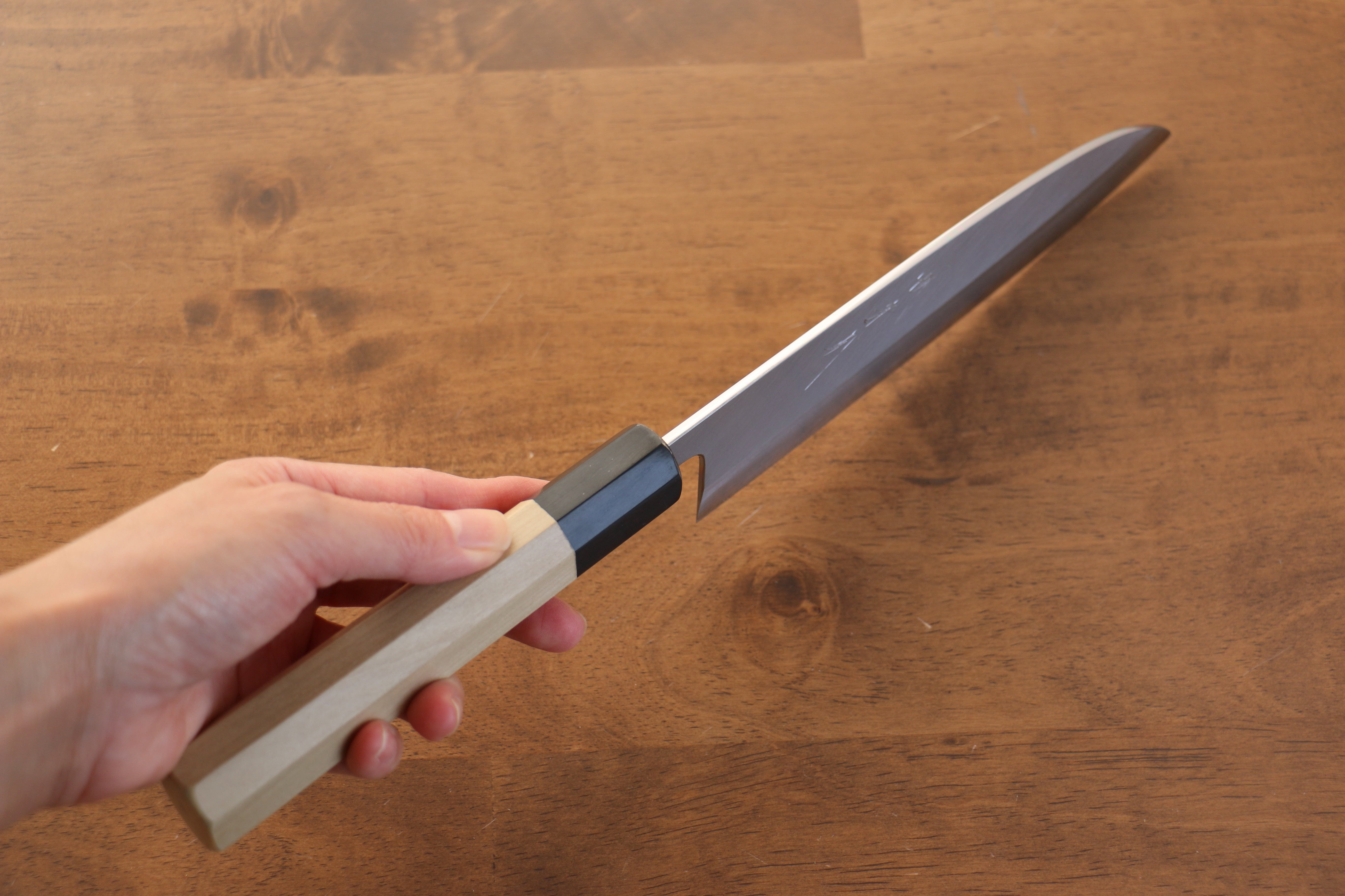 Jikko Arata White Steel No.2 Santoku 180mm Magnolia Handle - Japanny - Best Japanese Knife