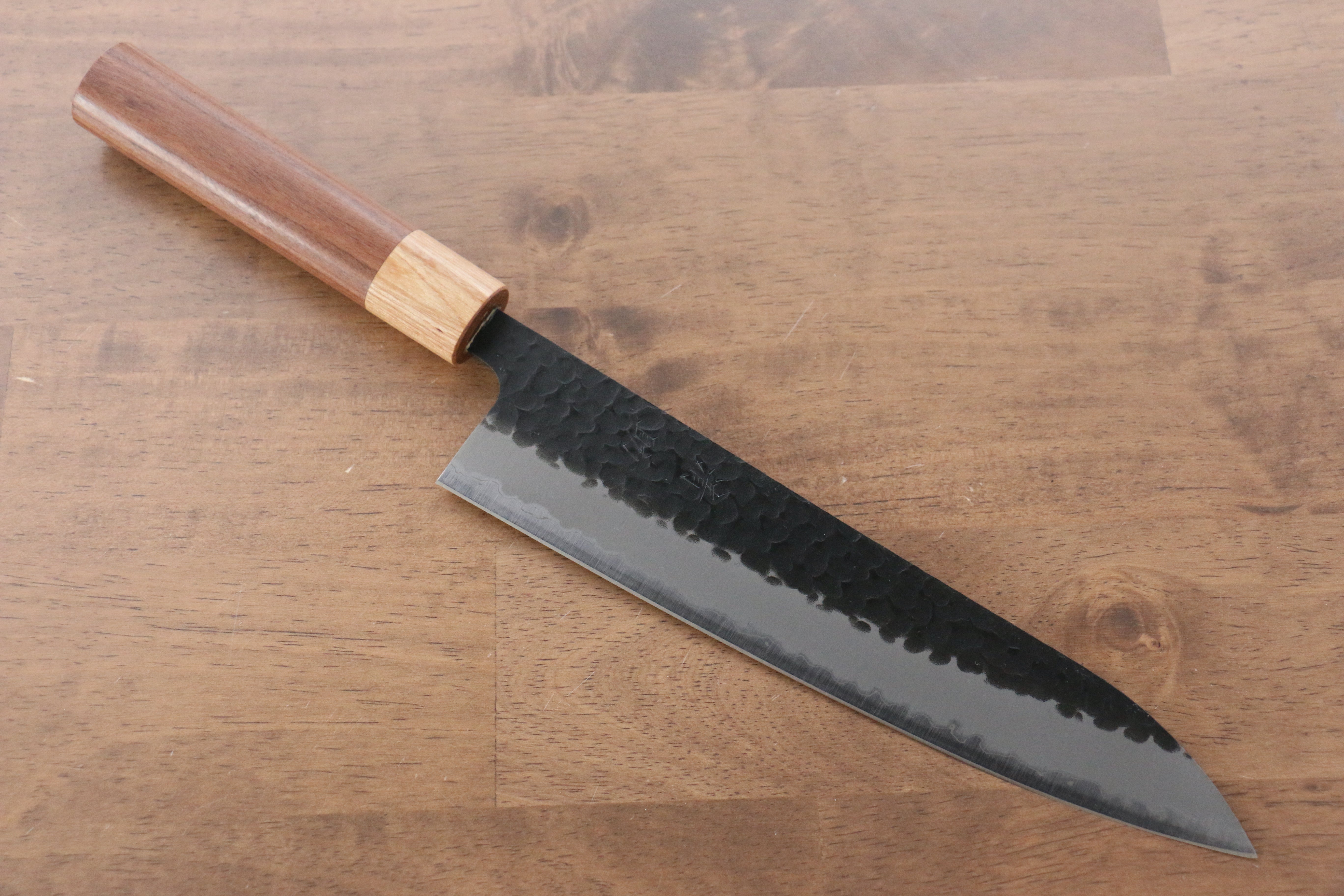 Seisuke Kokubyaku Blue Super Hammered Kurouchi Gyuto 210mm Morado Handle - Japanny - Best Japanese Knife