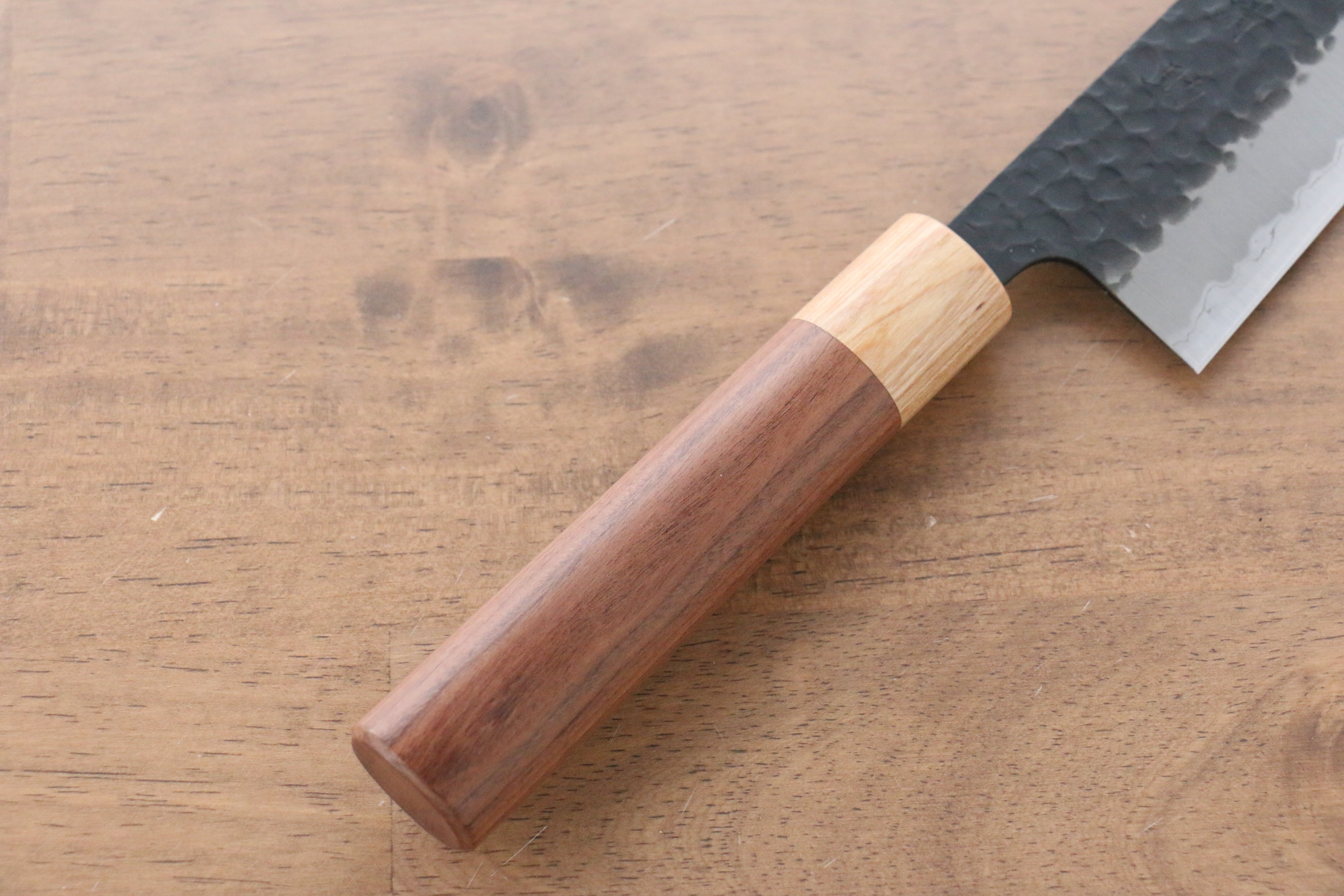 Seisuke Kokubyaku Blue Super Hammered Kurouchi Gyuto 210mm Morado Handle - Japanny - Best Japanese Knife