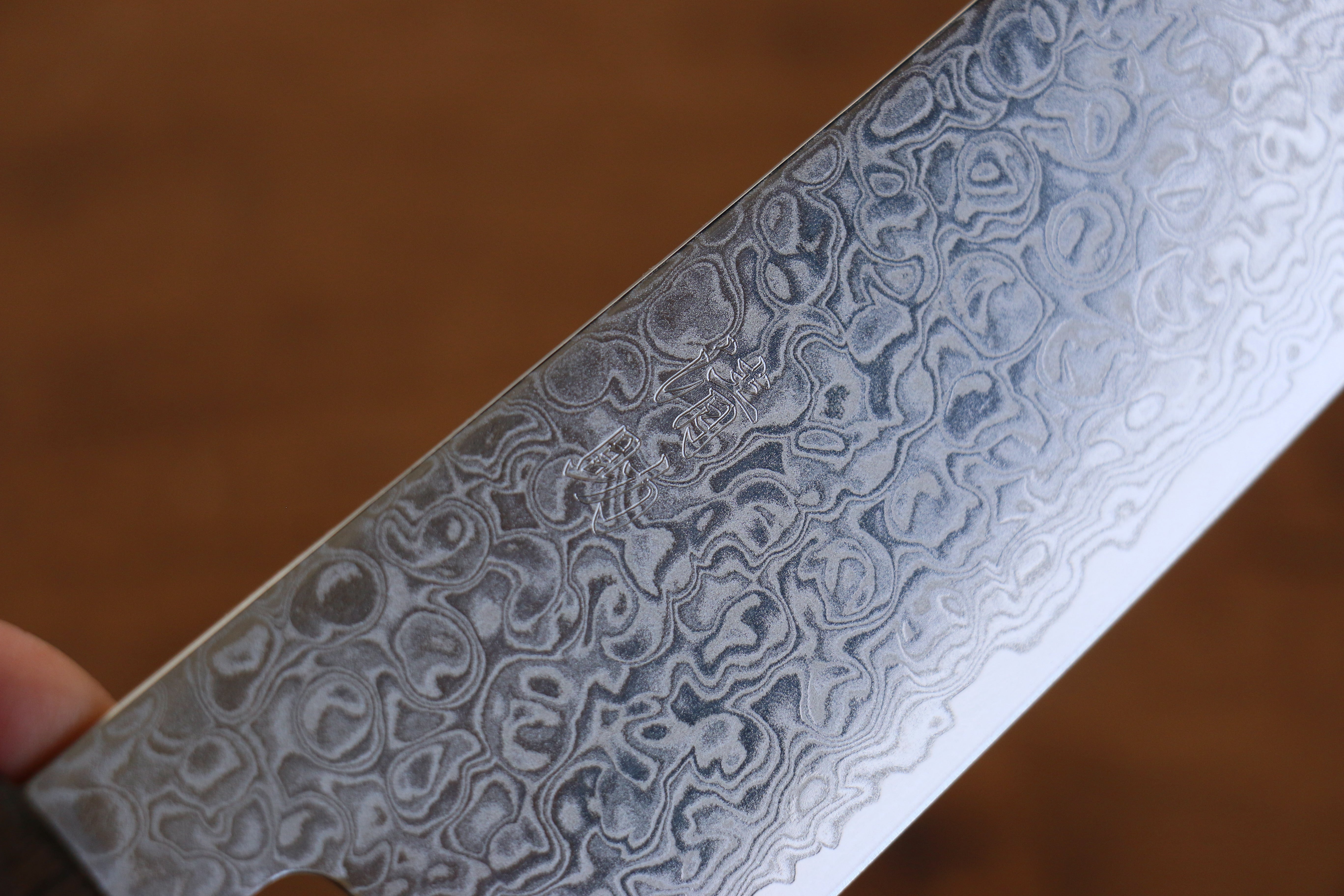 Seisuke ZA-18 Mirrored Finish Damascus Santoku 180mm Oak Handle - Japanny - Best Japanese Knife