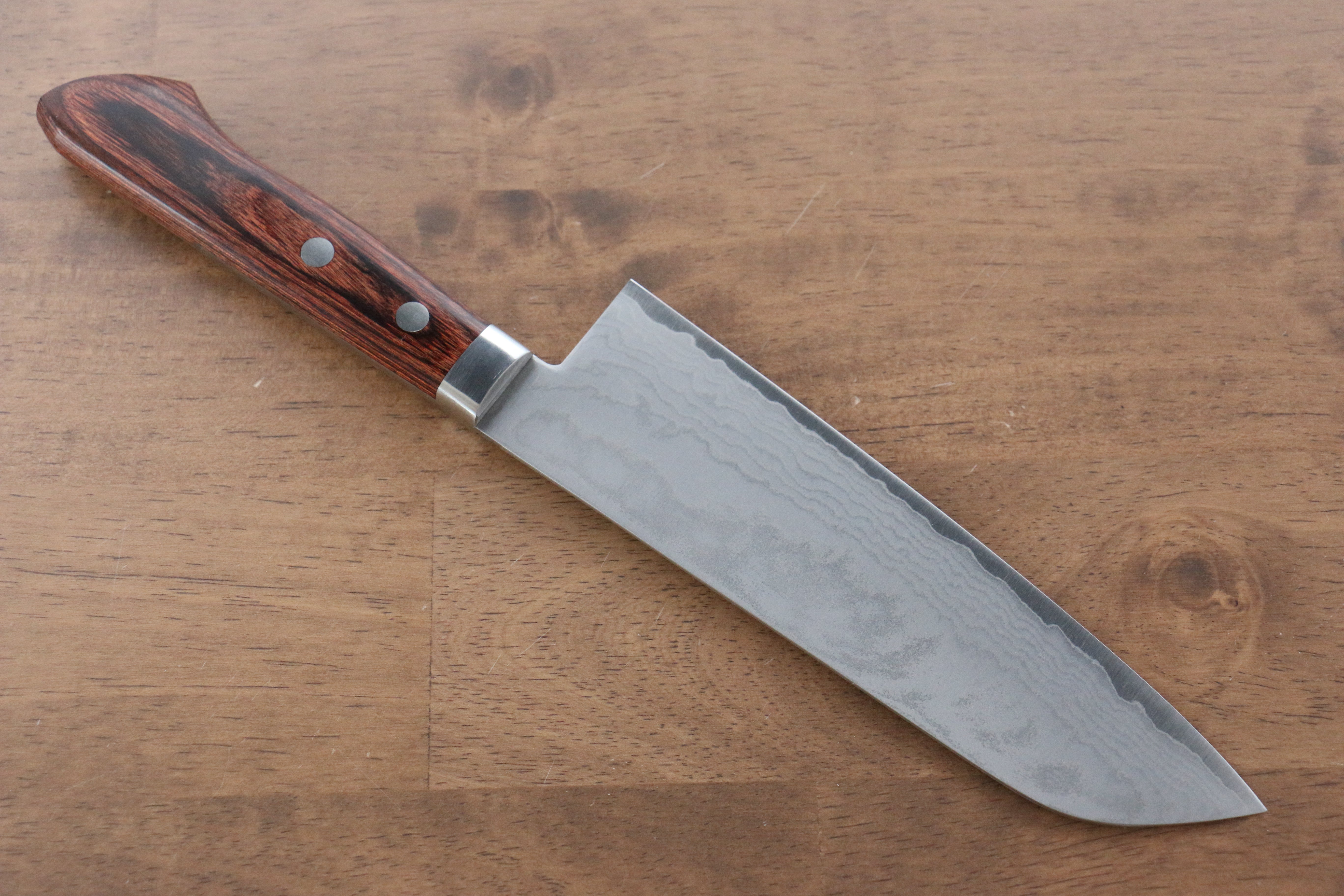 Kanetsune VG1 17 Layer Damascus Santoku 165mm Mahogany Handle - Japanny - Best Japanese Knife