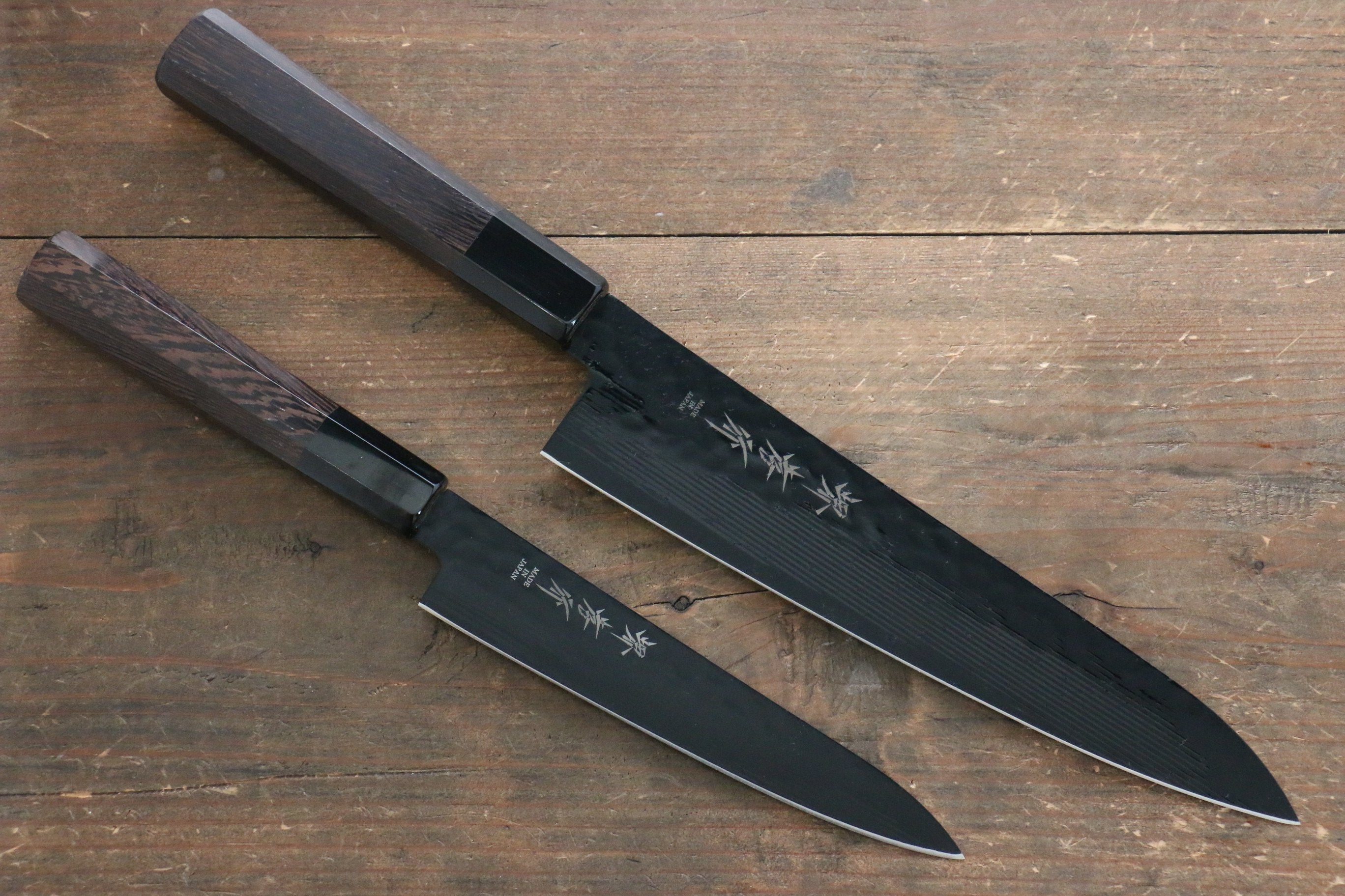 Sakai Takayuki Sakai Takayuki Kurokage VG10 Hammered Teflon Coating Gyuto & Petty 150mm with Wenge Handle Set - Japanny - Best Japanese Knife