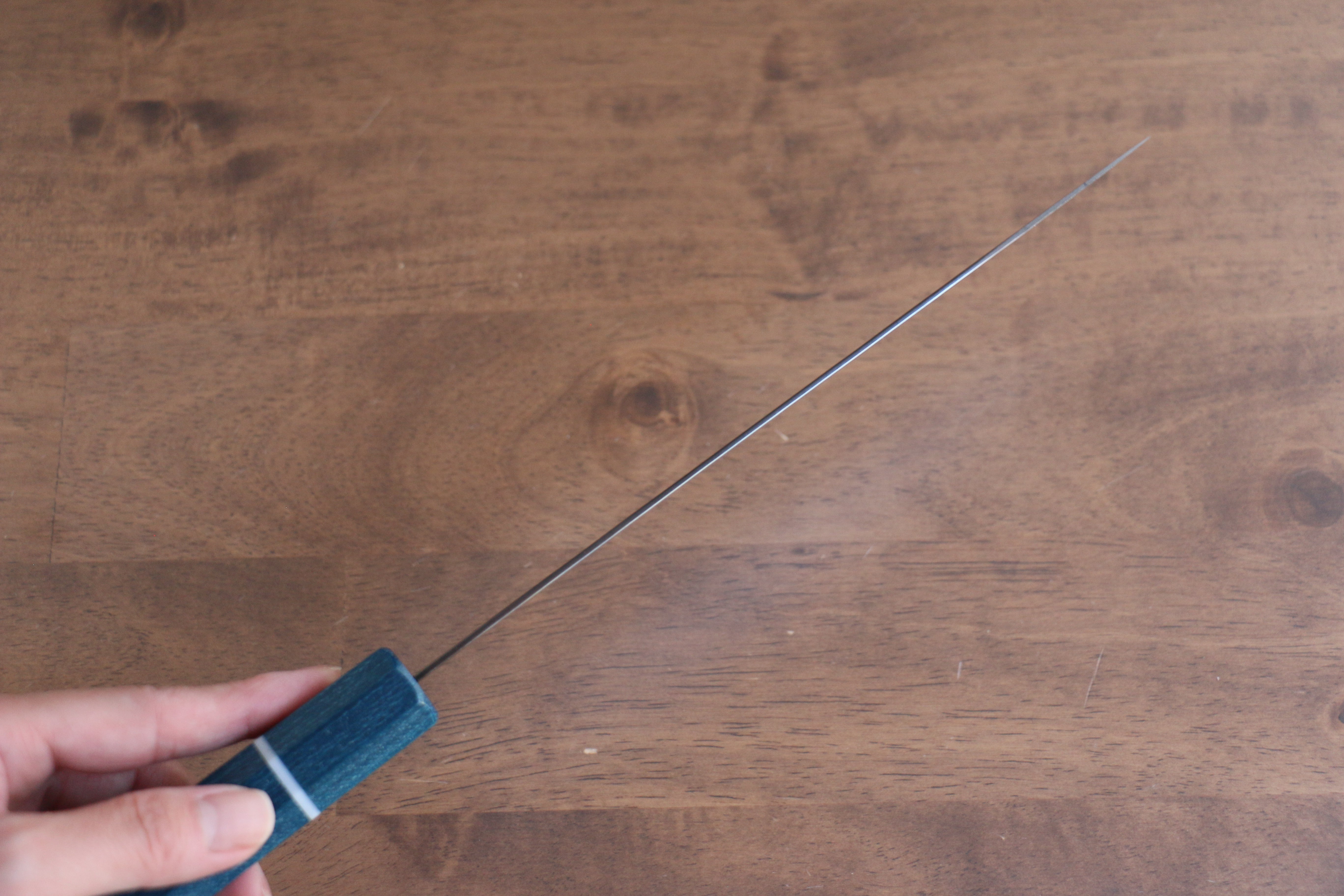 Seisuke VG5 Nashiji black dye Gyuto 210mm Blue Canvas Micarta Handle - Japanny - Best Japanese Knife