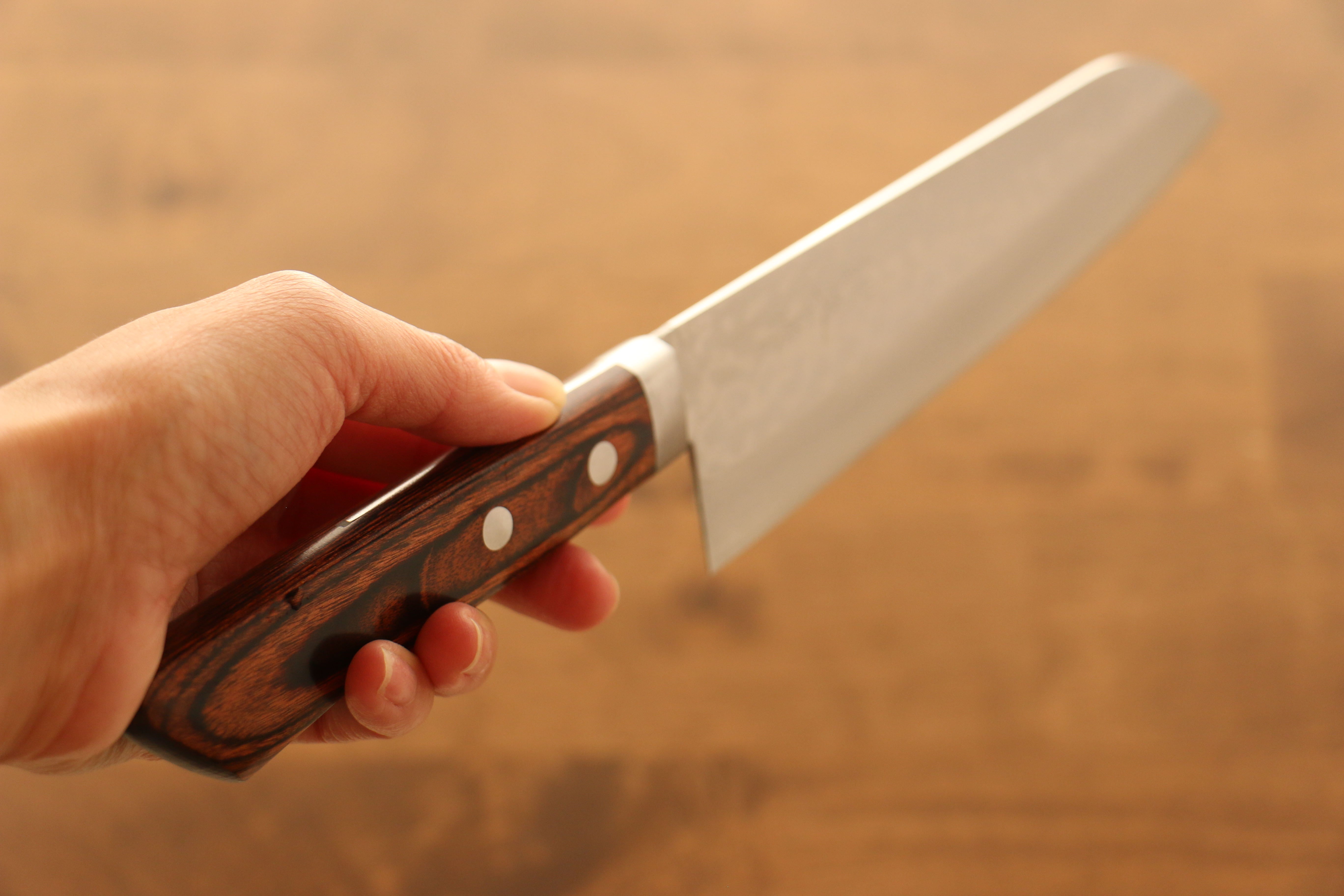 Kunihira Sairyu VG10 Damascus Santoku 170mm Mahogany Handle - Japanny - Best Japanese Knife