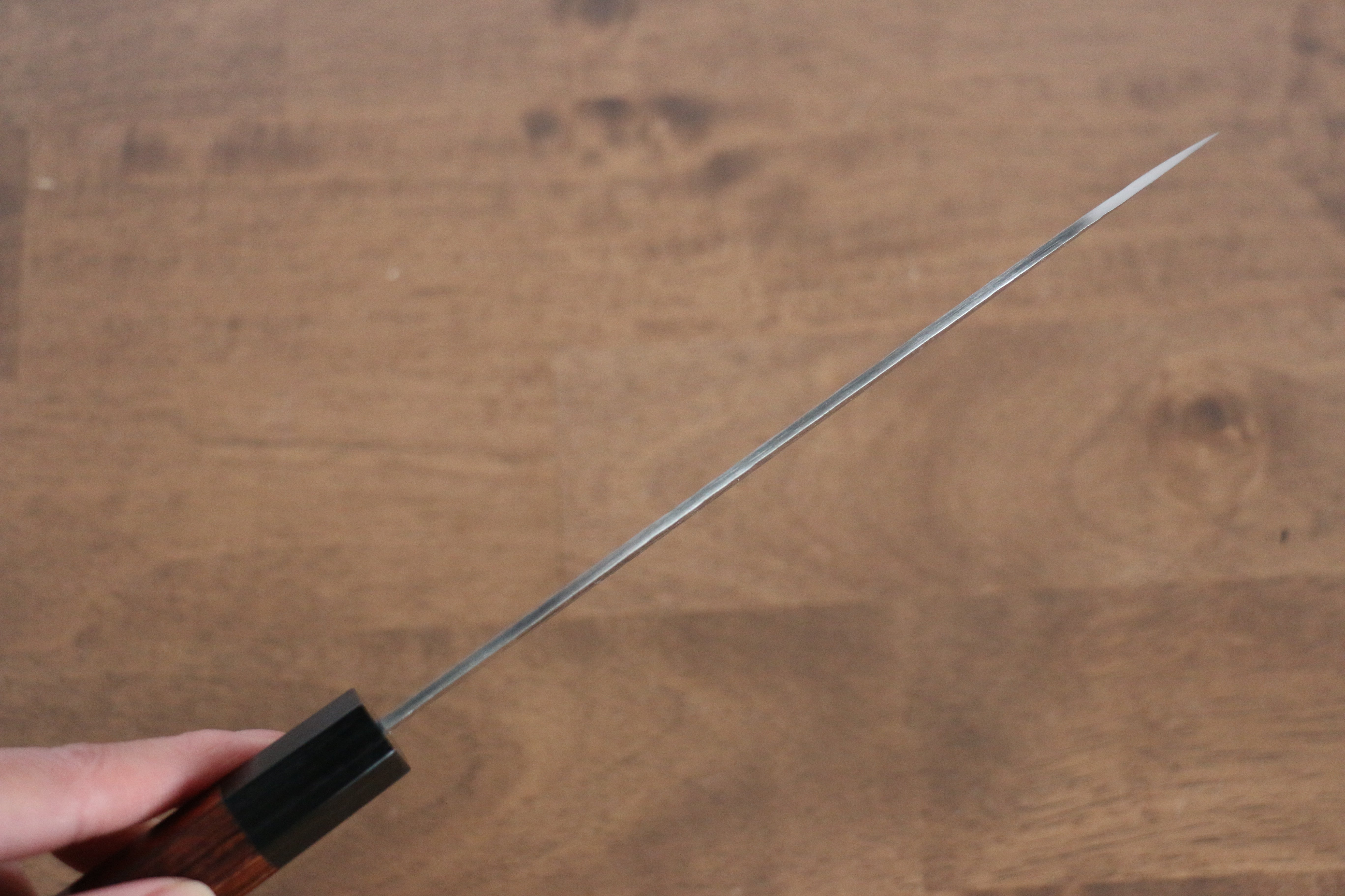 Seki Kanetsugu Heptagon Wood VG10 Hammered Santoku 170mm Pakka wood (heptagonal) Handle - Japanny - Best Japanese Knife