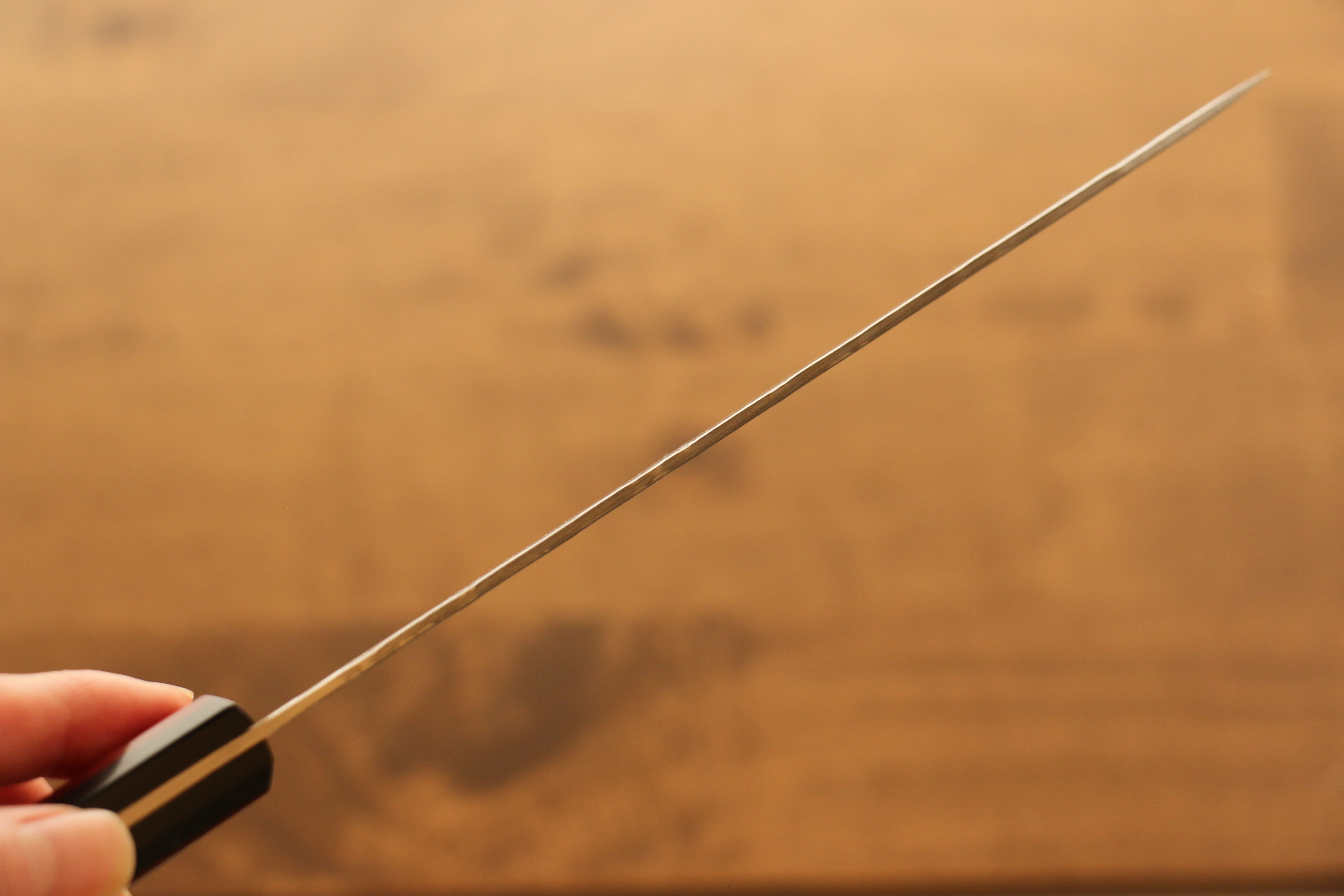 Seisuke Silver Steel No.3 Nashiji Santoku 180mm Red Pakka wood Handle - Japanny - Best Japanese Knife