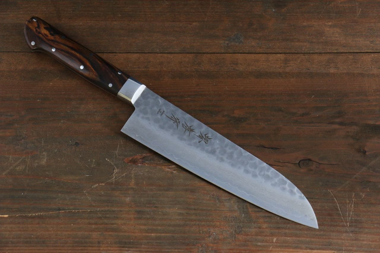Sakai Takayuki VG10 17 Layer Damascus Santoku 180mm Desert Ironwood Handle - Japanny - Best Japanese Knife