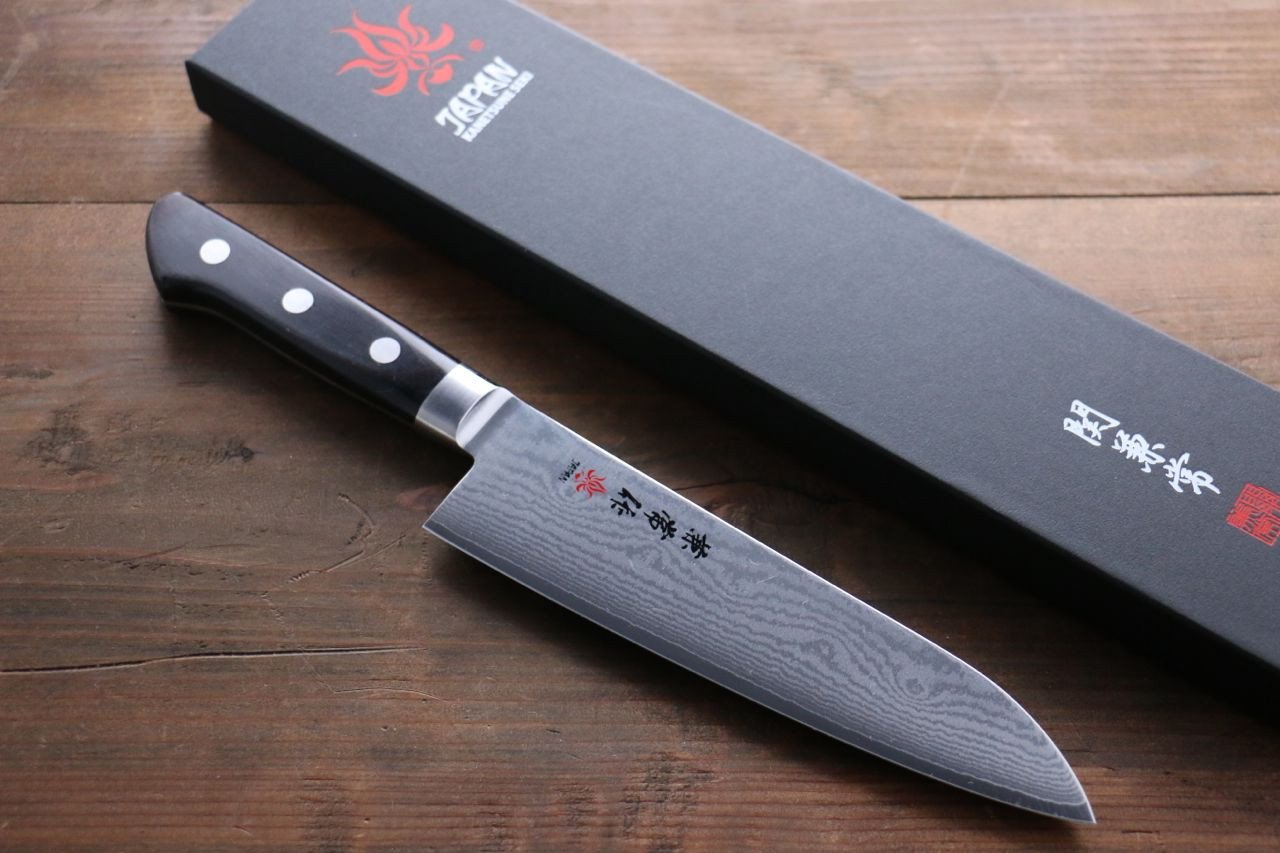Kanetsune VG10 33 Layer Damascus Santoku 180mm Pakka wood Handle - Japanny - Best Japanese Knife