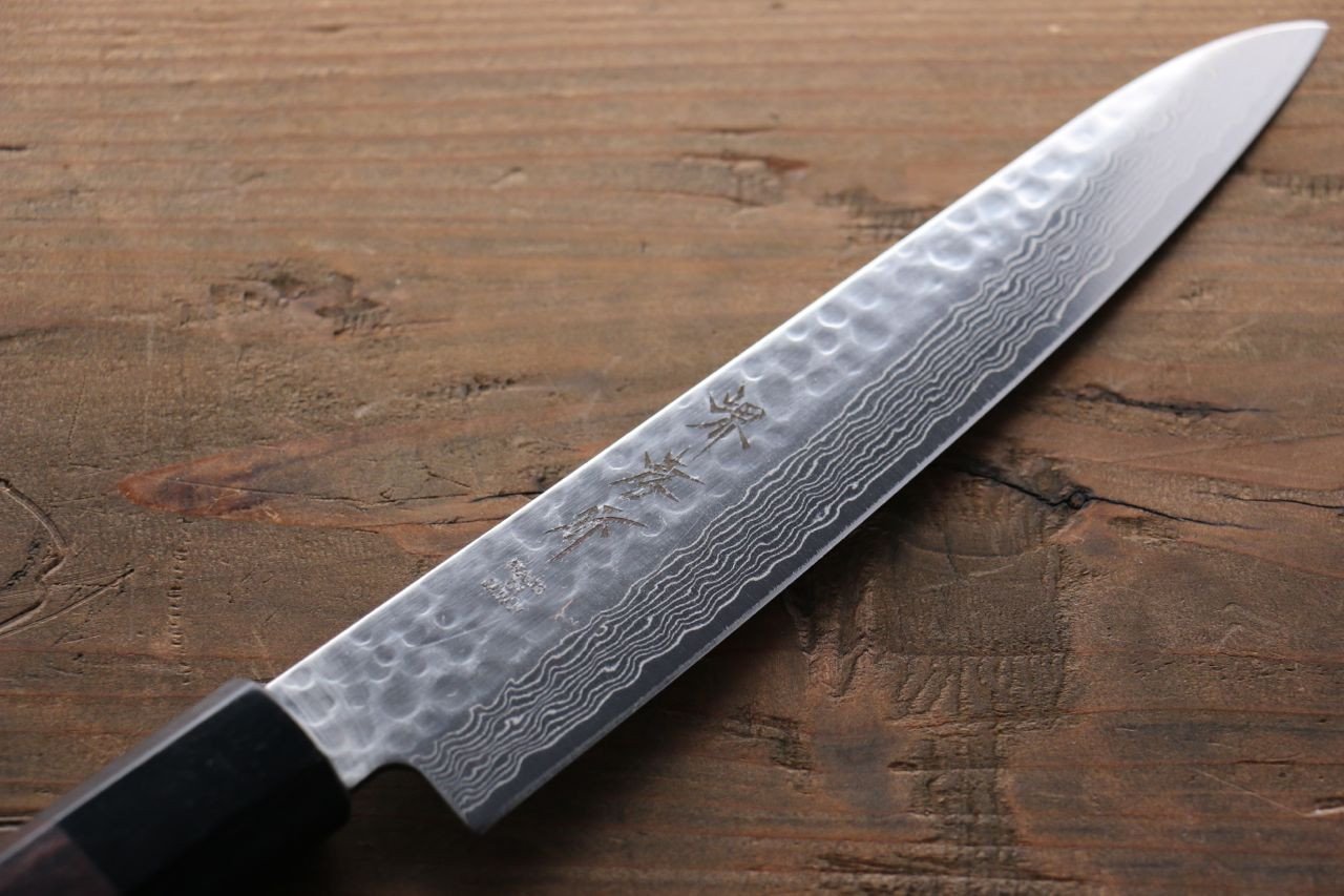 Sakai Takayuki AUS10 45 Layer Damascus Petty-Utility 150mm Shitan Handle - Japanny - Best Japanese Knife
