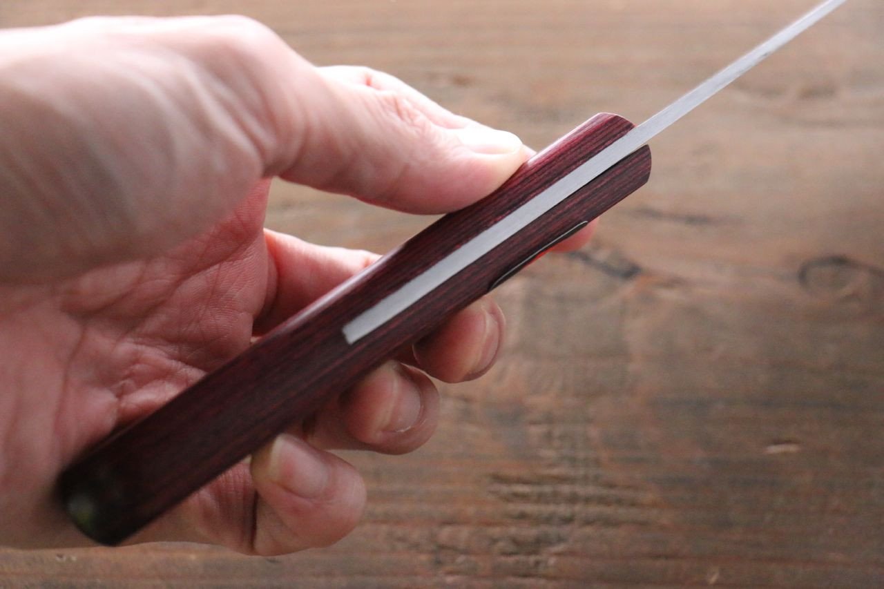 Shigeki Tanaka VG10 17 Layer Damascus Nakiri 160mm Red Pakka wood Handle - Japanny - Best Japanese Knife