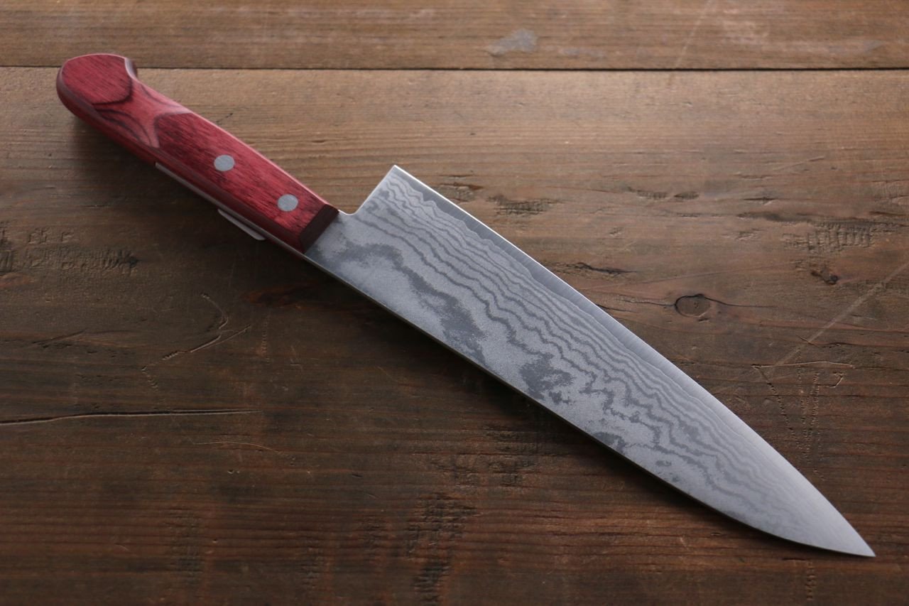 Shigeki Tanaka VG10 17 Layer Damascus Gyuto 180mm Red Pakka wood Handle - Japanny - Best Japanese Knife