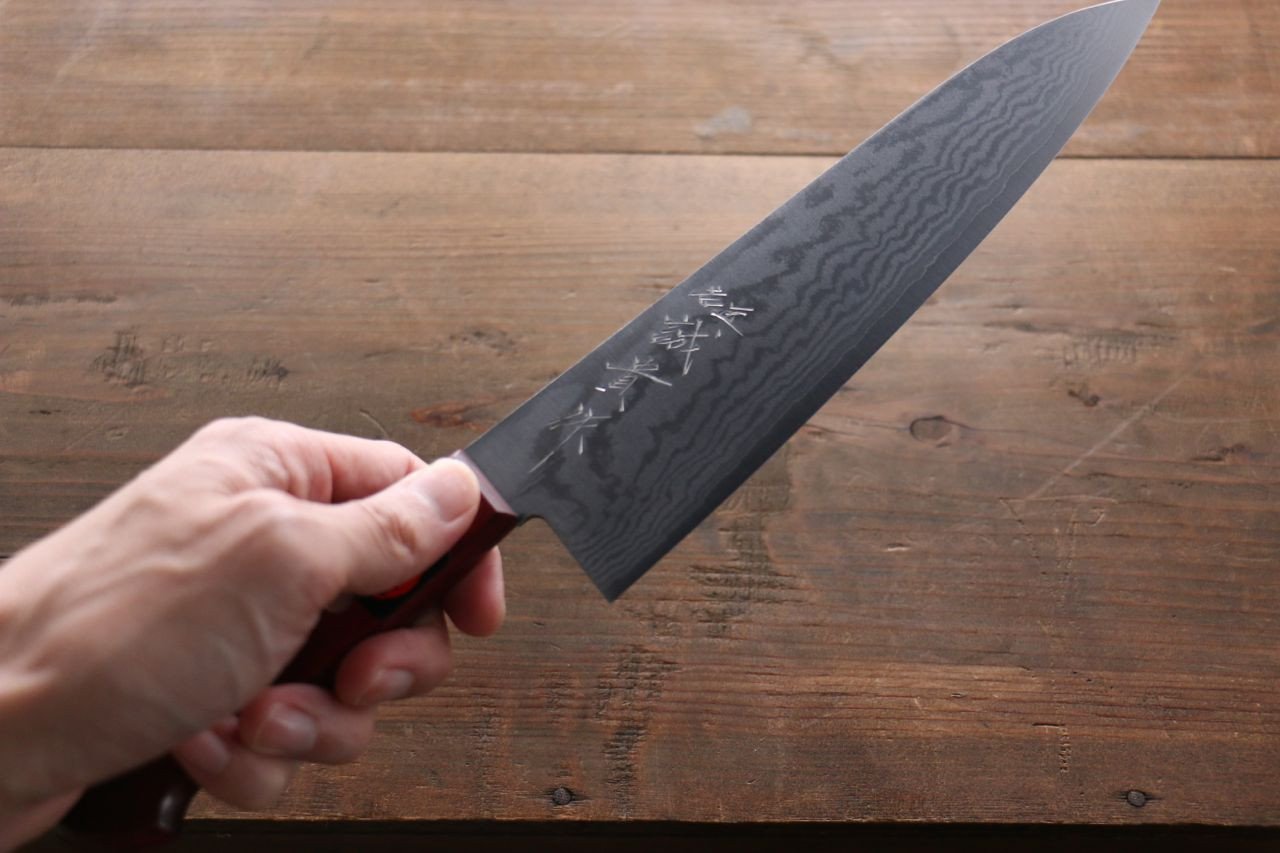 Shigeki Tanaka VG10 17 Layer Damascus Gyuto 180mm Red Pakka wood Handle - Japanny - Best Japanese Knife