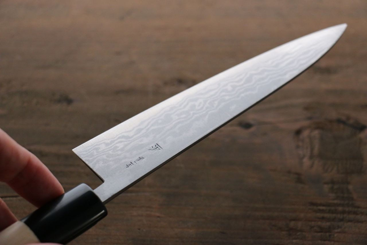 Shigeki Tanaka Blue Steel No.2 17 Layer Damascus Japanese Chef's Petty Knife 150mm with Magnolia Handle (ferrule: Water Buffalo) - Japanny - Best Japanese Knife