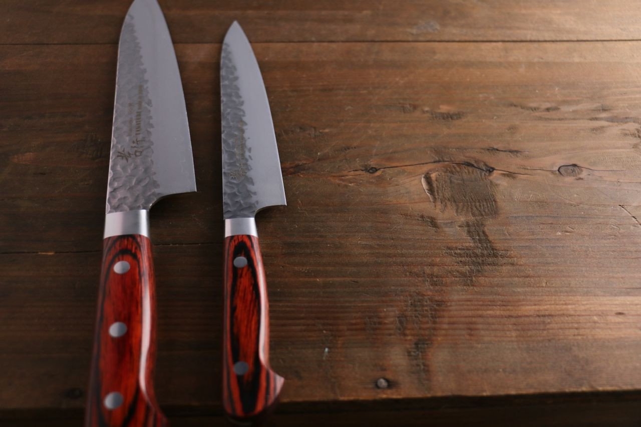 Sakai Takayuki 33 Layer Damascus Gyuto 180mm & Petty 120mm Japanese Knives Set - Japanny - Best Japanese Knife