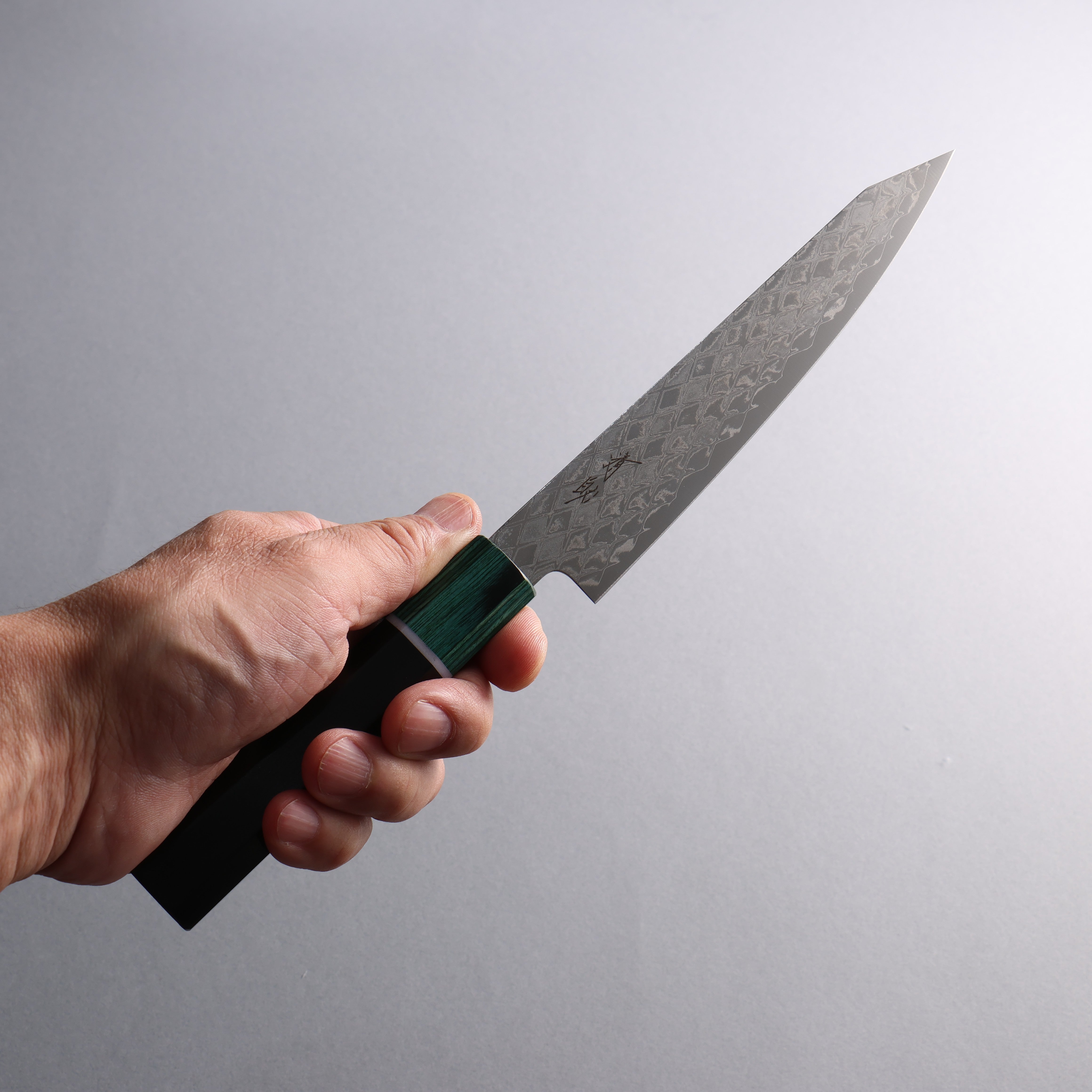 Seisuke AUS10 Mirror Crossed Kiritsuke Petty-Utility 150mm Black Pakka wood(ferrule: Green Pakka wood) Handle - Japanny - Best Japanese Knife