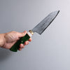 Daisuke Nishida White Steel No.1 Damascus Small Santoku  150mm Green Marble Acrylic Handle - Japanny - Best Japanese Knife