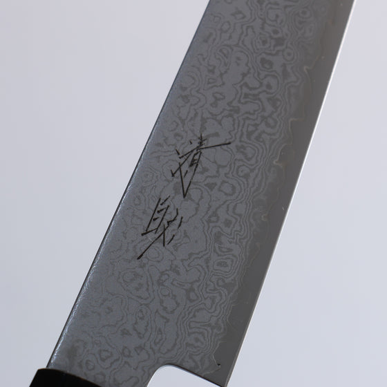 Seisuke VG10 Damascus Petty-Utility  150mm Teak (ferrule: Black Water Buffalo Horn) Handle - Japanny - Best Japanese Knife