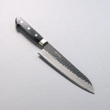  Seisuke Blue Super Hammered Black Finished Santoku  180mm Black Pakka wood Handle - Japanny - Best Japanese Knife