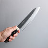 Seisuke Blue Super Hammered Black Finished Santoku  180mm Black Pakka wood Handle - Japanny - Best Japanese Knife