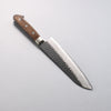 Seisuke Blue Super Hammered Black Finished Santoku  180mm Brown Pakka wood Handle - Japanny - Best Japanese Knife