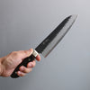 Seisuke Blue Super Hammered Black Finished Santoku  180mm Brown Pakka wood Handle - Japanny - Best Japanese Knife