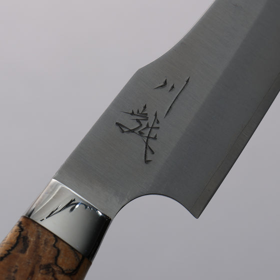 Yuto Kawagoe Blue Steel No.2 Kiritsuke Petty-Utility  125mm Spalted Wood Handle - Japanny - Best Japanese Knife