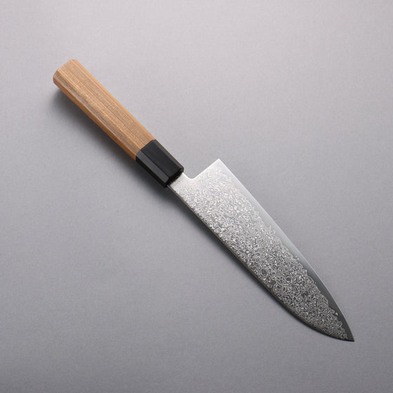 Seisuke SG2 Damascus Migaki Finished Santoku  180mm Teak (ferrule: Black Water Buffalo Horn) Handle - Japanny - Best Japanese Knife