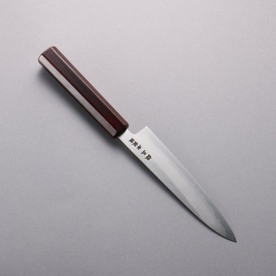 Hado Silver Steel No.3 Migaki Finished Petty-Utility  150mm Lacquered (Kijiro-nuri) Handle - Japanny - Best Japanese Knife