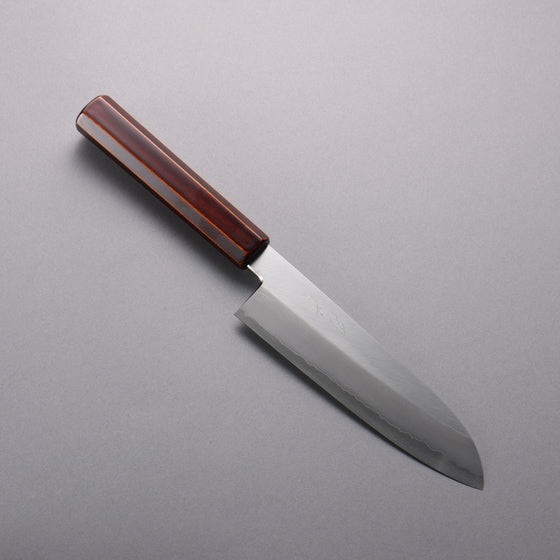 Hado Silver Steel No.3 Migaki Finished Santoku  180mm Lacquered (Kijiro-nuri) Handle - Japanny - Best Japanese Knife