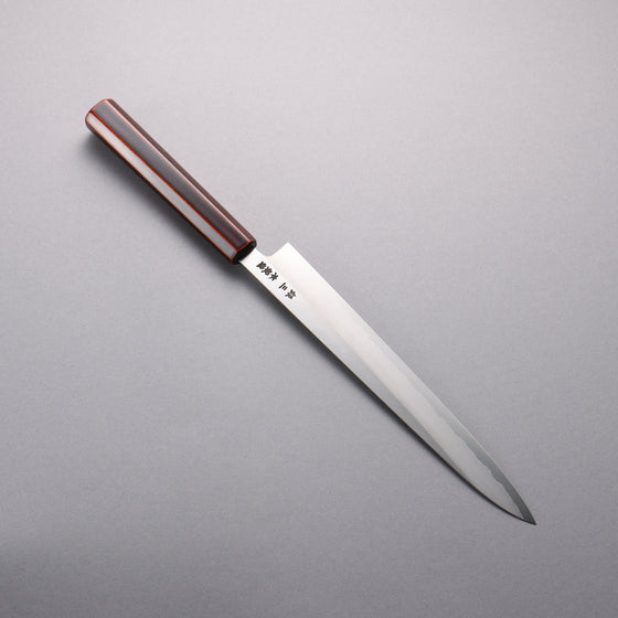 Hado Silver Steel No.3 Migaki Finished Sujihiki  240mm Lacquered (Kijiro-nuri) Handle - Japanny - Best Japanese Knife