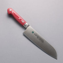  Sakai Takayuki Grand Chef Grand Chef Swedish Steel-stn Santoku  180mm Red Micarta Handle - Japanny - Best Japanese Knife