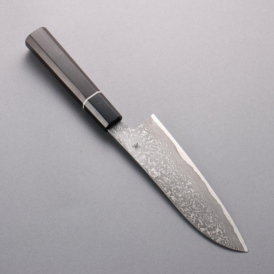 Shigeki Tanaka Habakiri SG2 Damascus Santoku  165mm Ebony Wood Handle - Japanny - Best Japanese Knife