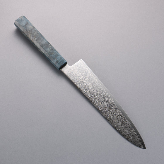 Seisuke SG2 Damascus Migaki Finished Gyuto  210mm Blue Stablized Wood Handle - Japanny - Best Japanese Knife