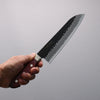 Seisuke Blue Super Hammered Black Finished Santoku  180mm Red Pakka wood Handle - Japanny - Best Japanese Knife