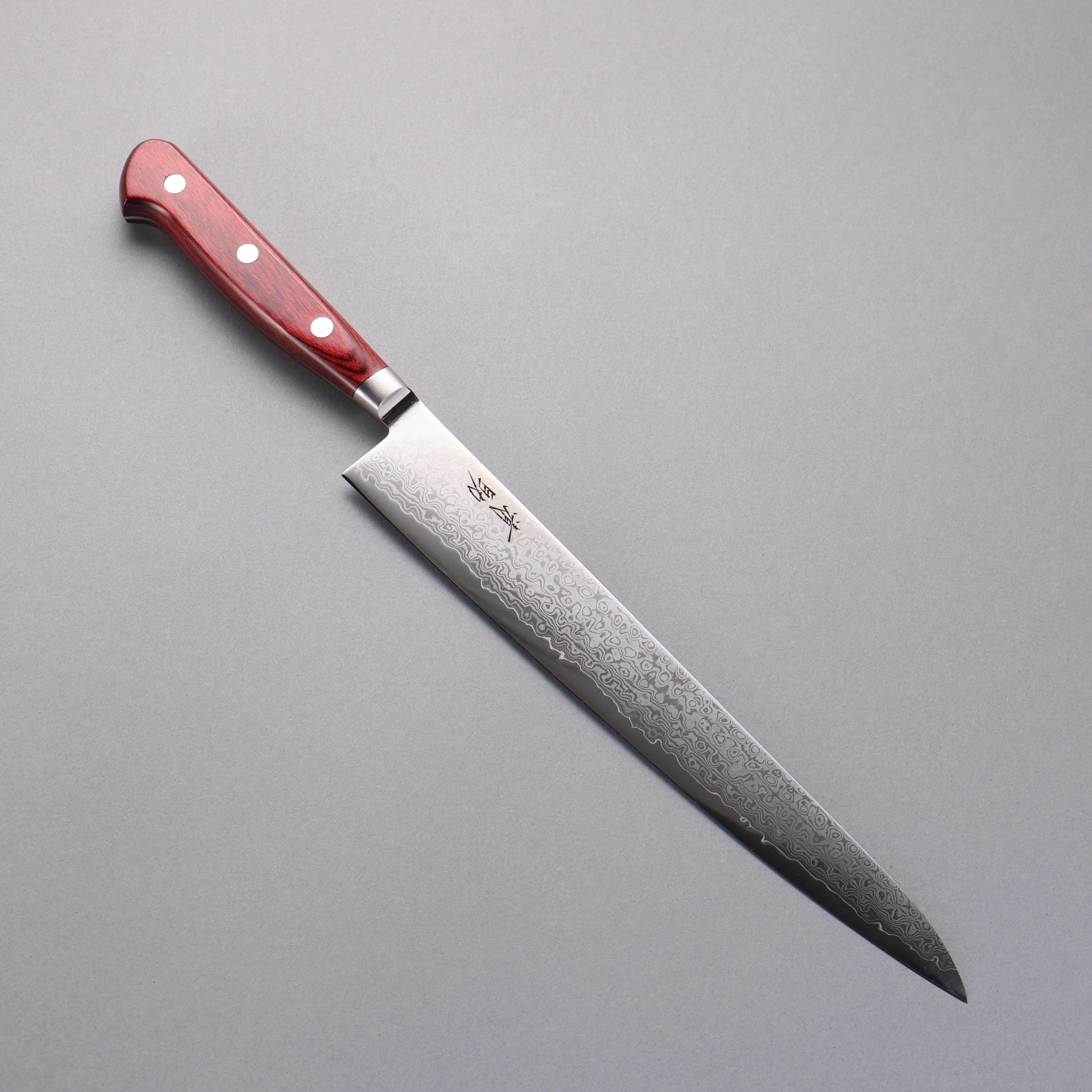 Seisuke VG10 33 Layer Mirrored Finish Damascus Sujihiki  240mm Red Pakka wood Handle - Japanny - Best Japanese Knife