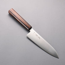  Seisuke Blue Super Migaki Polish Finish Santoku  180mm Burnt Wood Lacquered Handle - Japanny - Best Japanese Knife