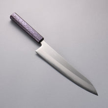  Seisuke White Steel No.1 Migaki Polish Finish Gyuto  240mm Oak with Purple Lacquer Handle - Japanny - Best Japanese Knife