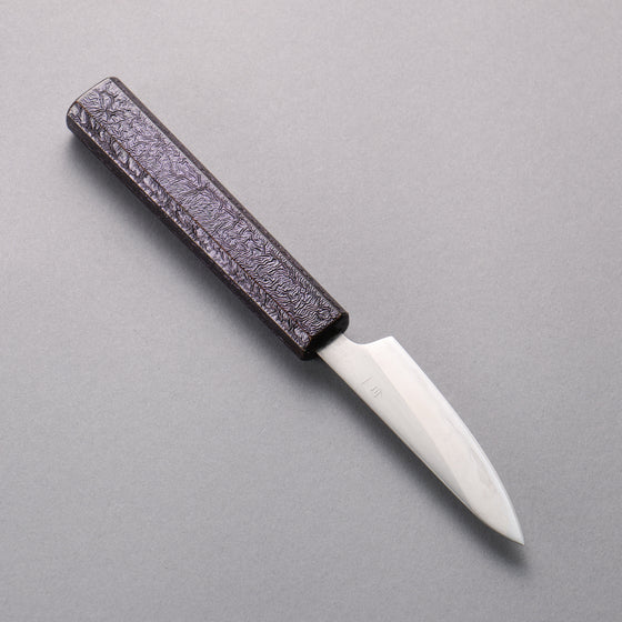 Seisuke White Steel No.1 Migaki Polish Finish Paring  80mm Oak with Purple Lacquer Handle - Japanny - Best Japanese Knife