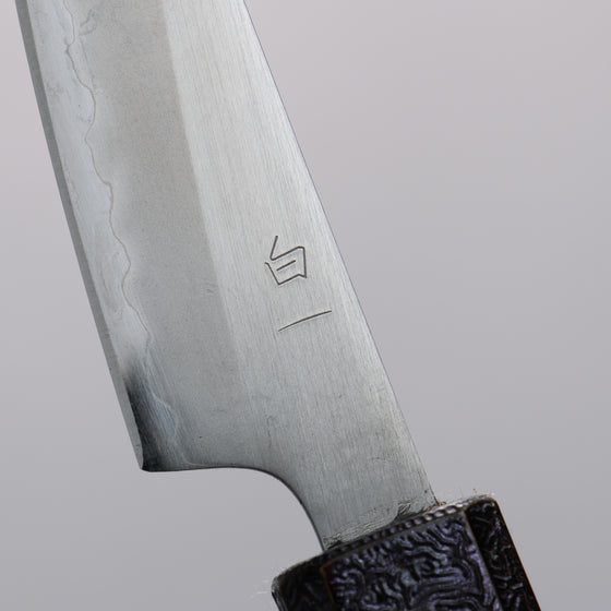 Seisuke White Steel No.1 Migaki Polish Finish Paring  80mm Oak with Purple Lacquer Handle - Japanny - Best Japanese Knife