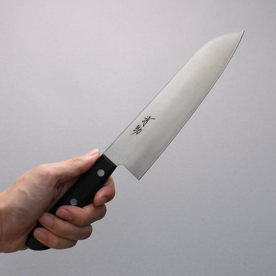 Seisuke SLD Migaki Polish Finish Santoku  180mm Black Pakka wood Handle - Japanny - Best Japanese Knife