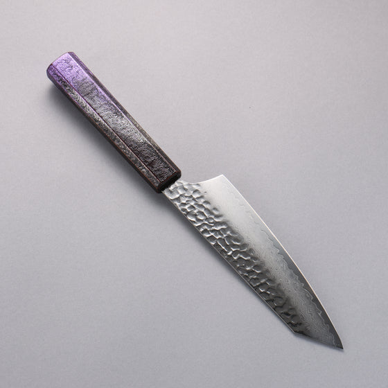 Sakai Takayuki Rinnou VG10 33 Layer Damascus Kengata Santoku 160mm Purple Lacquered Handle - Japanny - Best Japanese Knife