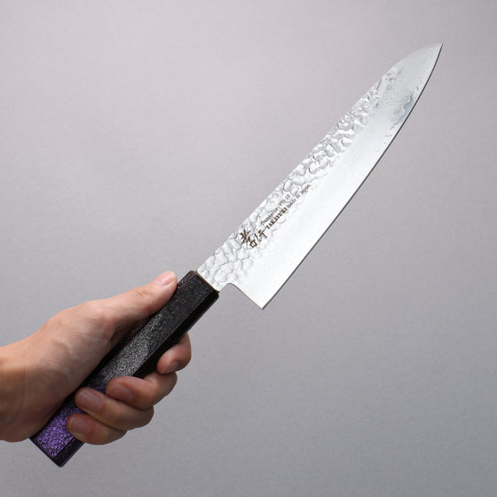 Sakai Takayuki Rinnou VG10 33 Layer Damascus Gyuto 210mm Purple Lacquered Handle - Japanny - Best Japanese Knife