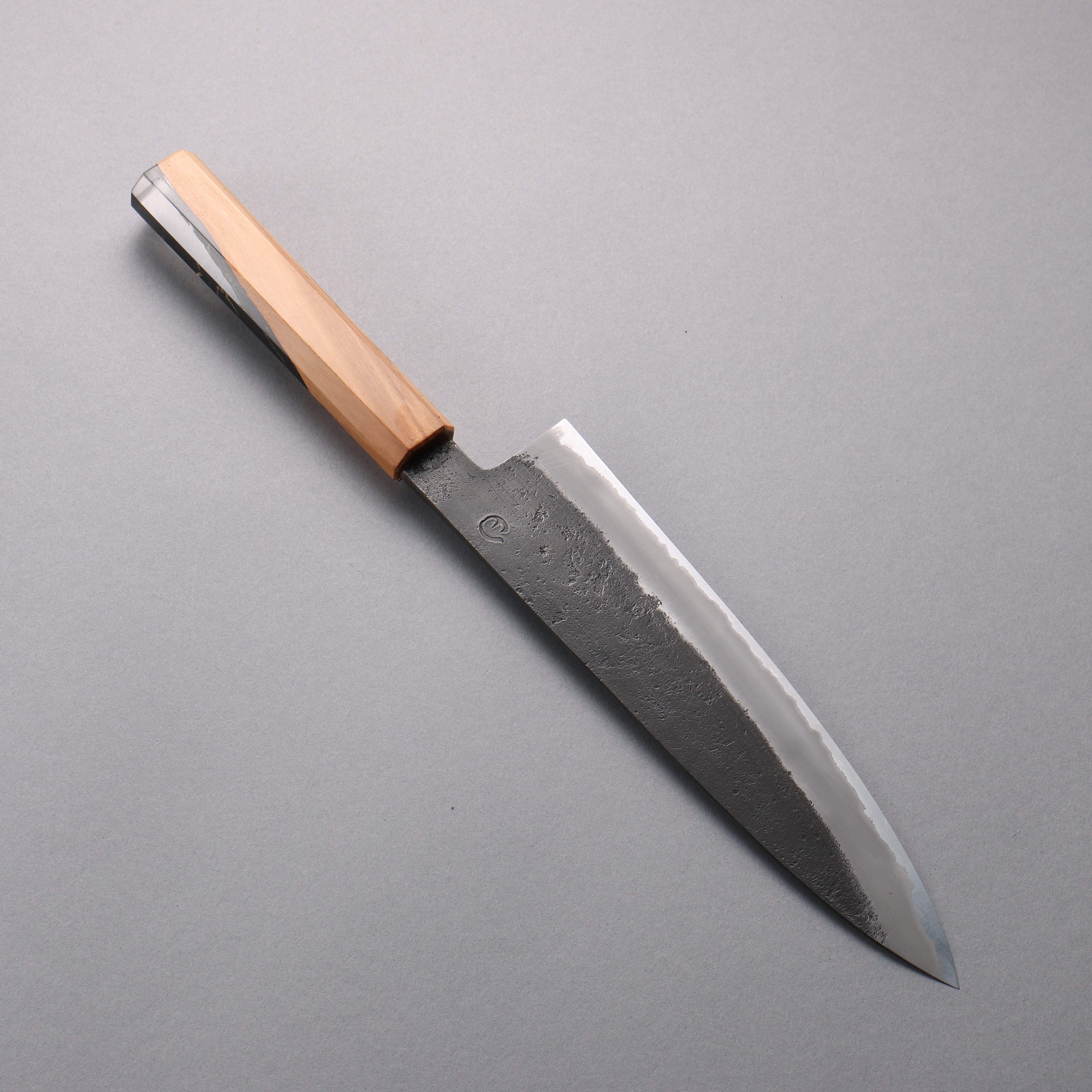 Hozantomoe White Steel No.2 Black Finished Gyuto 210mm Olive Tree and Black Resin Handle - Japanny - Best Japanese Knife