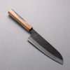 Tomoe Hozan White Steel No.2 Black Finished Santoku  165mm Olive Tree and Black Resin Handle - Japanny - Best Japanese Knife