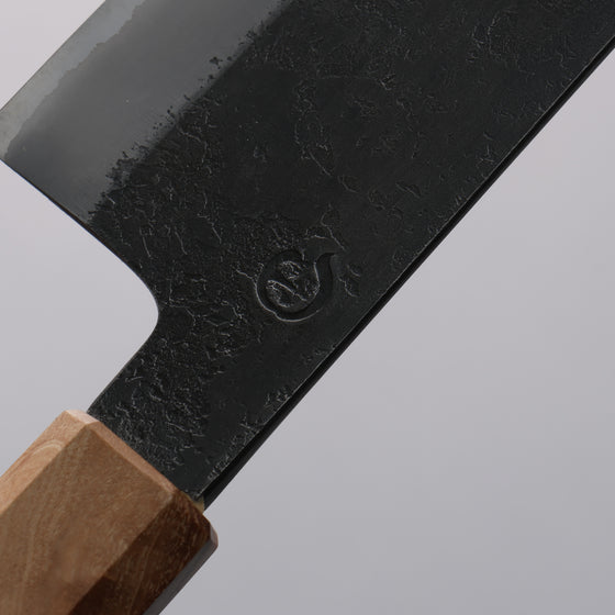 Tomoe Hozan White Steel No.2 Black Finished Santoku  165mm Olive Tree and Black Resin Handle - Japanny - Best Japanese Knife