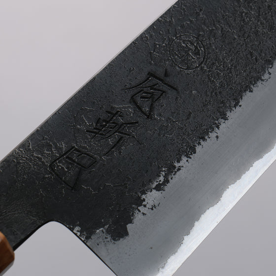 Tomoe Hozan White Steel No.2 Black Finished Santoku  180mm Olive Tree and Black Resin Handle - Japanny - Best Japanese Knife