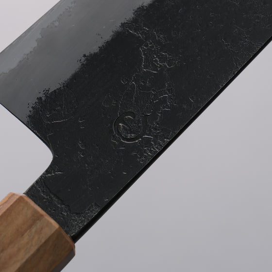 Tomoe Hozan White Steel No.2 Black Finished Santoku  180mm Olive Tree and Black Resin Handle - Japanny - Best Japanese Knife