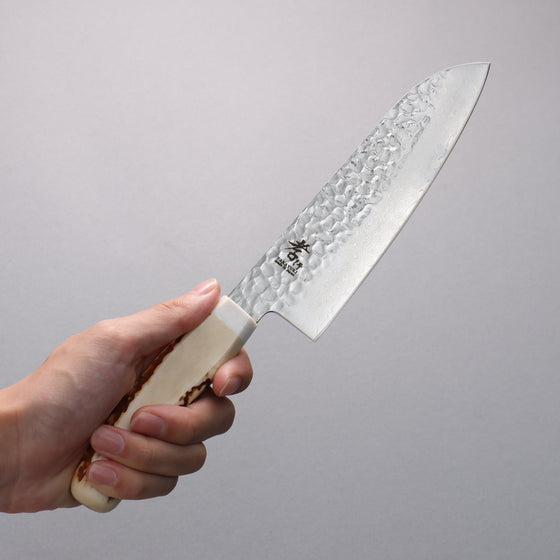 Sakai Takayuki VG10 33 Layer Damascus Santoku 180mm Cow Bone Handle with Sheath - Japanny - Best Japanese Knife