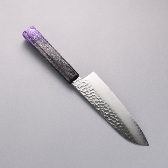 Sakai Takayuki Rinnou VG10 33 Layer Damascus Santoku 170mm Purple Lacquered Handle - Japanny - Best Japanese Knife